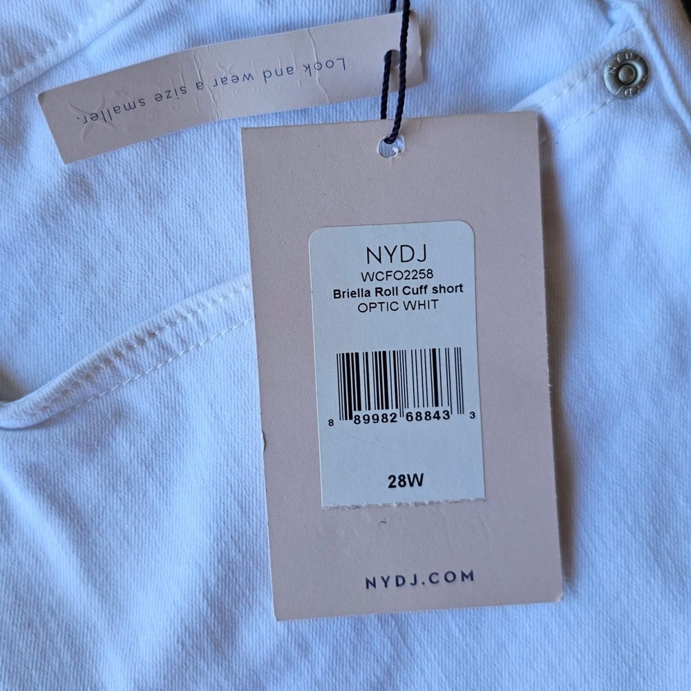 NYDJ Briella Roll Cuff Denim Shorts Optic White Plus Size 28W WCFO2258 NEW - Picture 6 of 8